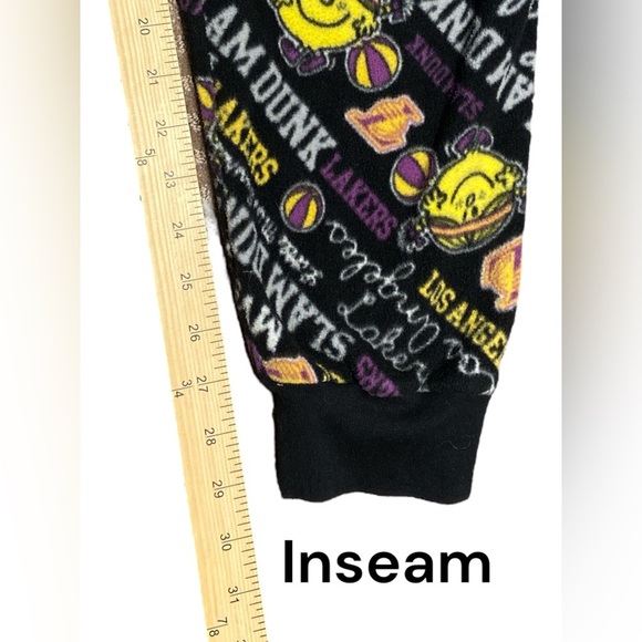 Los Angeles Lakers themed, full-body, printed, black and yellow pajama onesie. - Picture 5 of 6